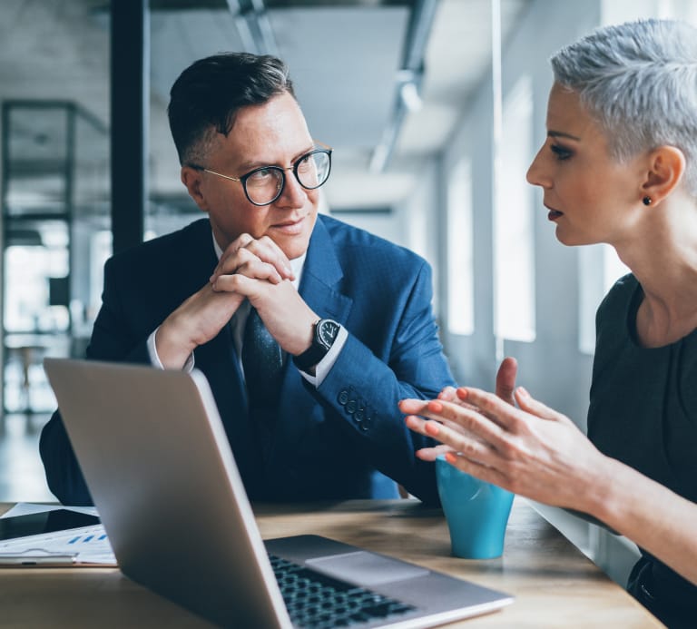 Business professionals talking